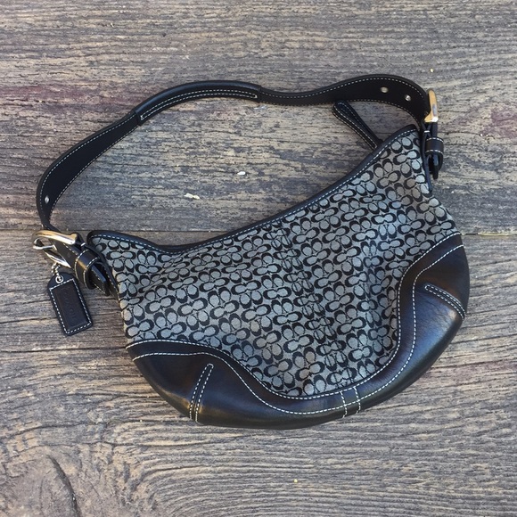 Coach Handbags - {Coach} Small Blk & Gray Canvas Shoulder Bag